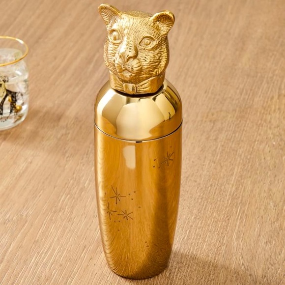 West Elm Dining Nwt West Elm Dapper Animal Gold Cocktail Shaker New